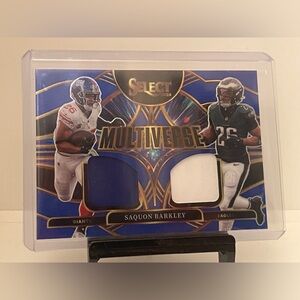 SAQUON BARKLEY 2025 PANINI PRIZM SELECT FOOTBALL ROOKIE CARD-SELECT DUAL PATCH